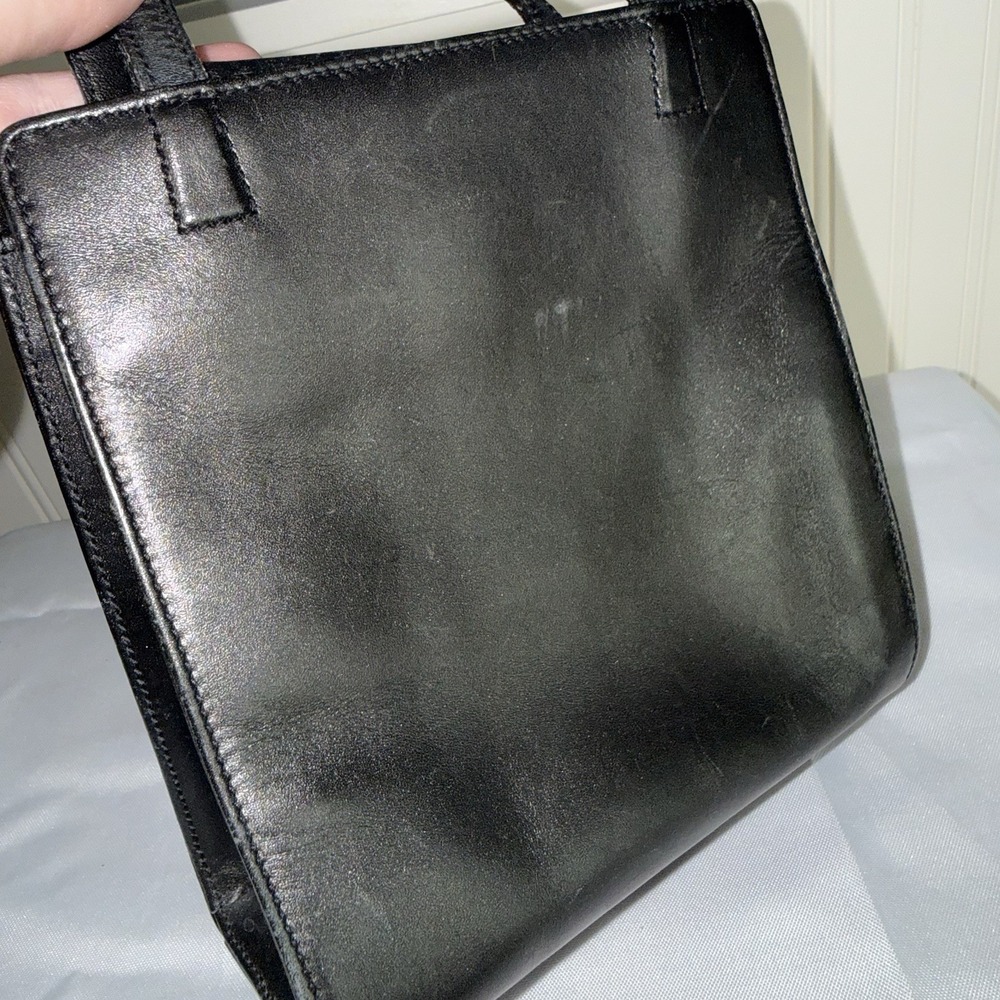 Vintage Coach Black Mini Tote Top Handle Silver Hardware 6152 Bag Purse - Picture 7 of 16